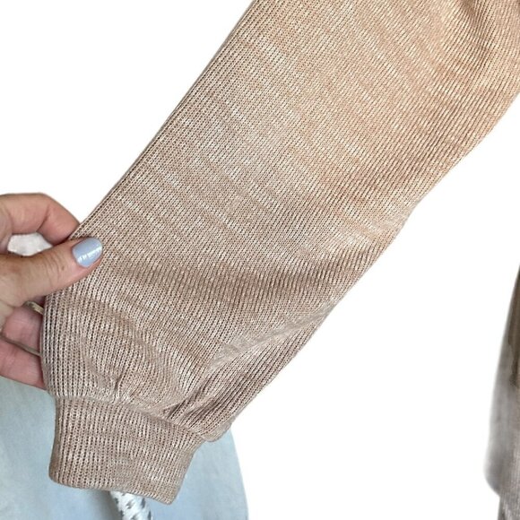 NWOT - 7 For All Mankind Tie Waist Open Cardigan in Tan & Toasted Oatmeal - Sz:S - Picture 6 of 10